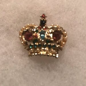Vintage Rhinestone Crown Brooch
